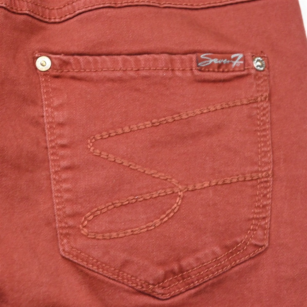 Seven7 8 Tummyless High Rise Skinny Orange Stretch Denim Womens Jeans - Picture 9 of 10